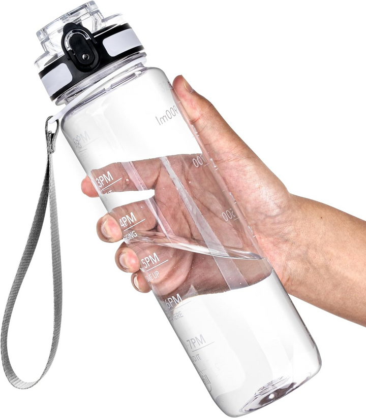 OLDLEY Water Bottle, 32oz Motivational Sports Water Bottle with Time Marker