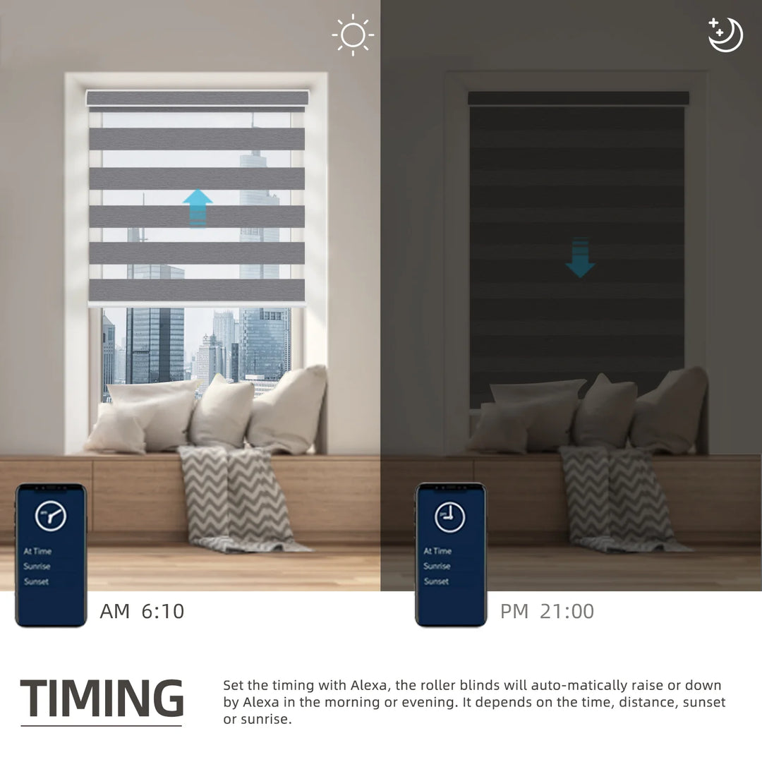SmartView Motorized Zebra Shades 85% Blackout 75mm ingrid
