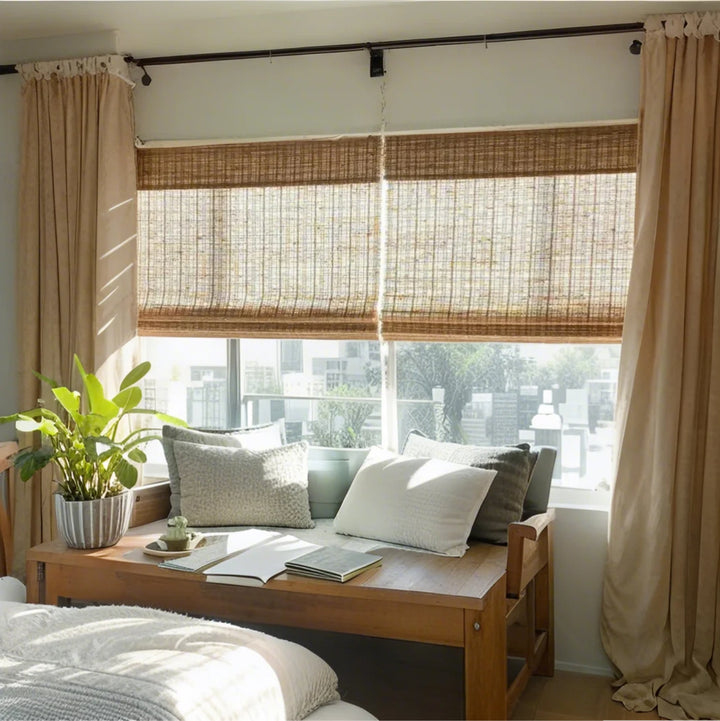SmartView Cordless Natural Jute Bamboo Woven Shade - Cinnamon