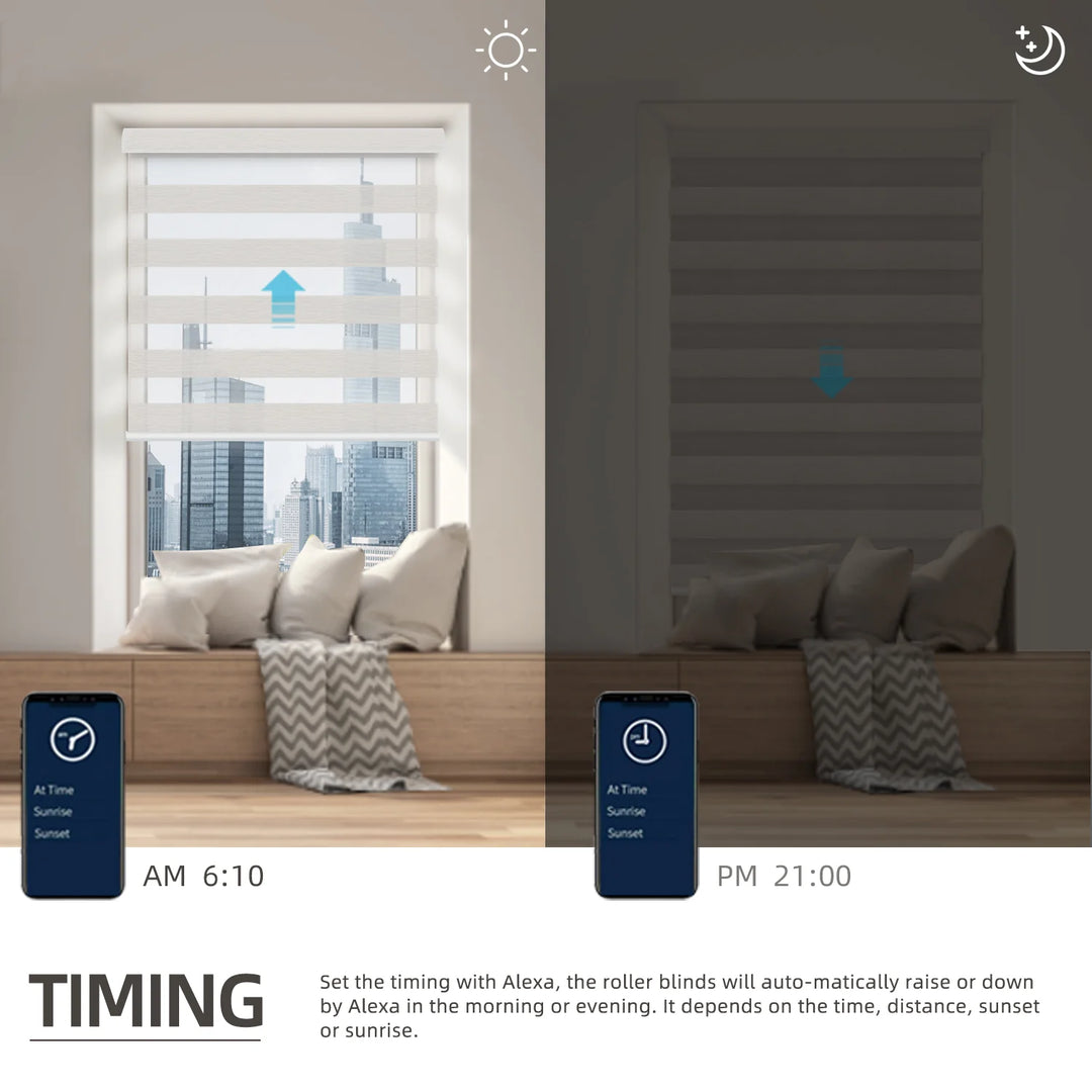 SmartView Motorized Zebra Shades 60% Blackout Translucent 75mm Eloise