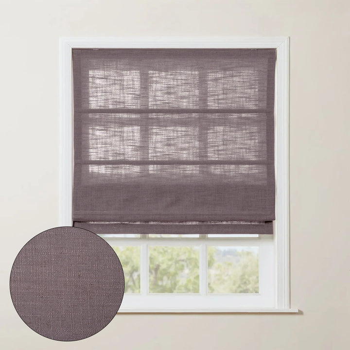 SmartView Linen Blend Roman Shade Cordless - Wooden Headrail