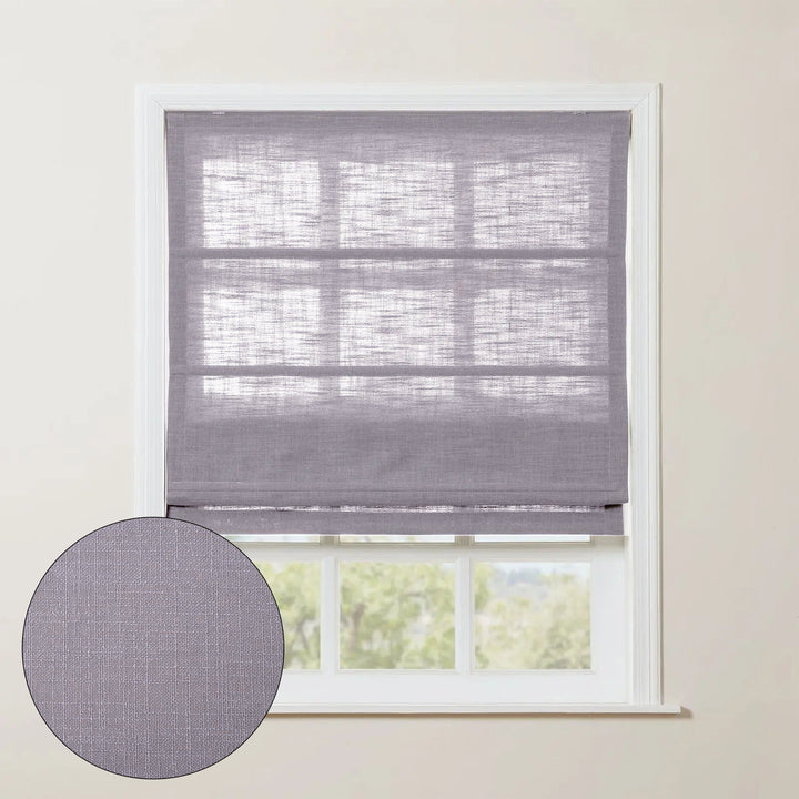 SmartView Linen Blend Roman Shade Cordless - Wooden Headrail