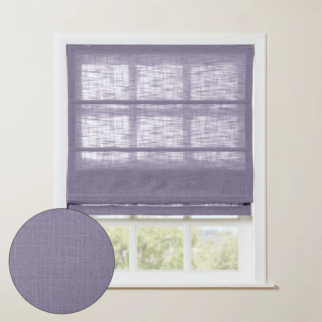 SmartView Linen Blend Roman Shade Cordless - Wooden Headrail