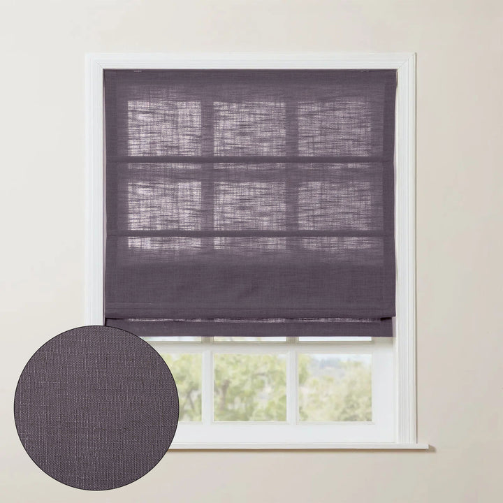 SmartView Linen Blend Roman Shade Cordless - Wooden Headrail