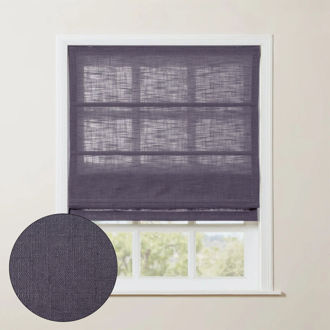 SmartView Linen Blend Roman Shade Cordless - Wooden Headrail