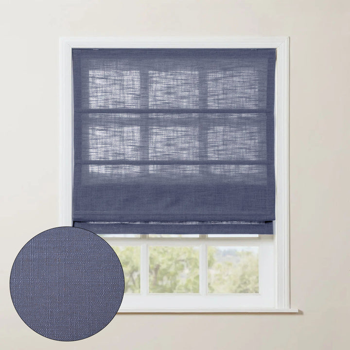 SmartView Linen Blend Roman Shade Cordless - Wooden Headrail