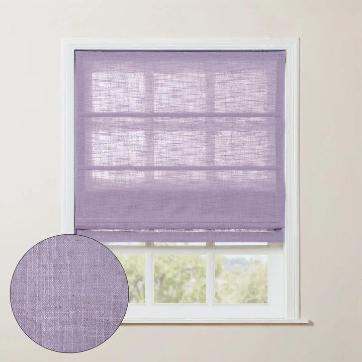 SmartView Linen Blend Roman Shade Cordless - Wooden Headrail