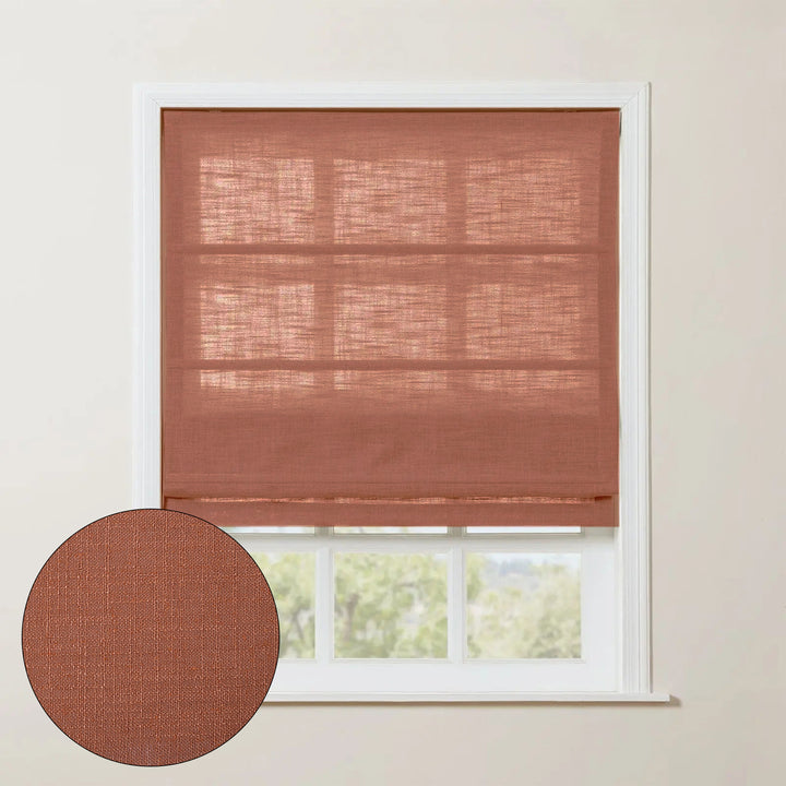 SmartView Linen Blend Roman Shade Cordless - Wooden Headrail