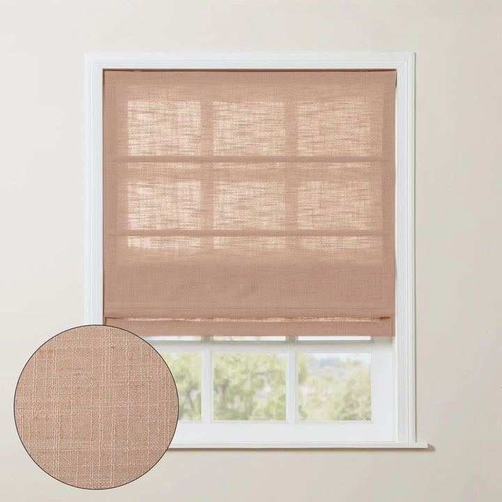 SmartView Linen Blend Roman Shade Cordless - Wooden Headrail