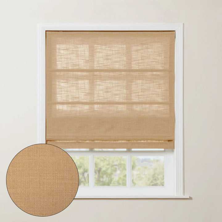 SmartView Linen Blend Roman Shade Cordless - Wooden Headrail