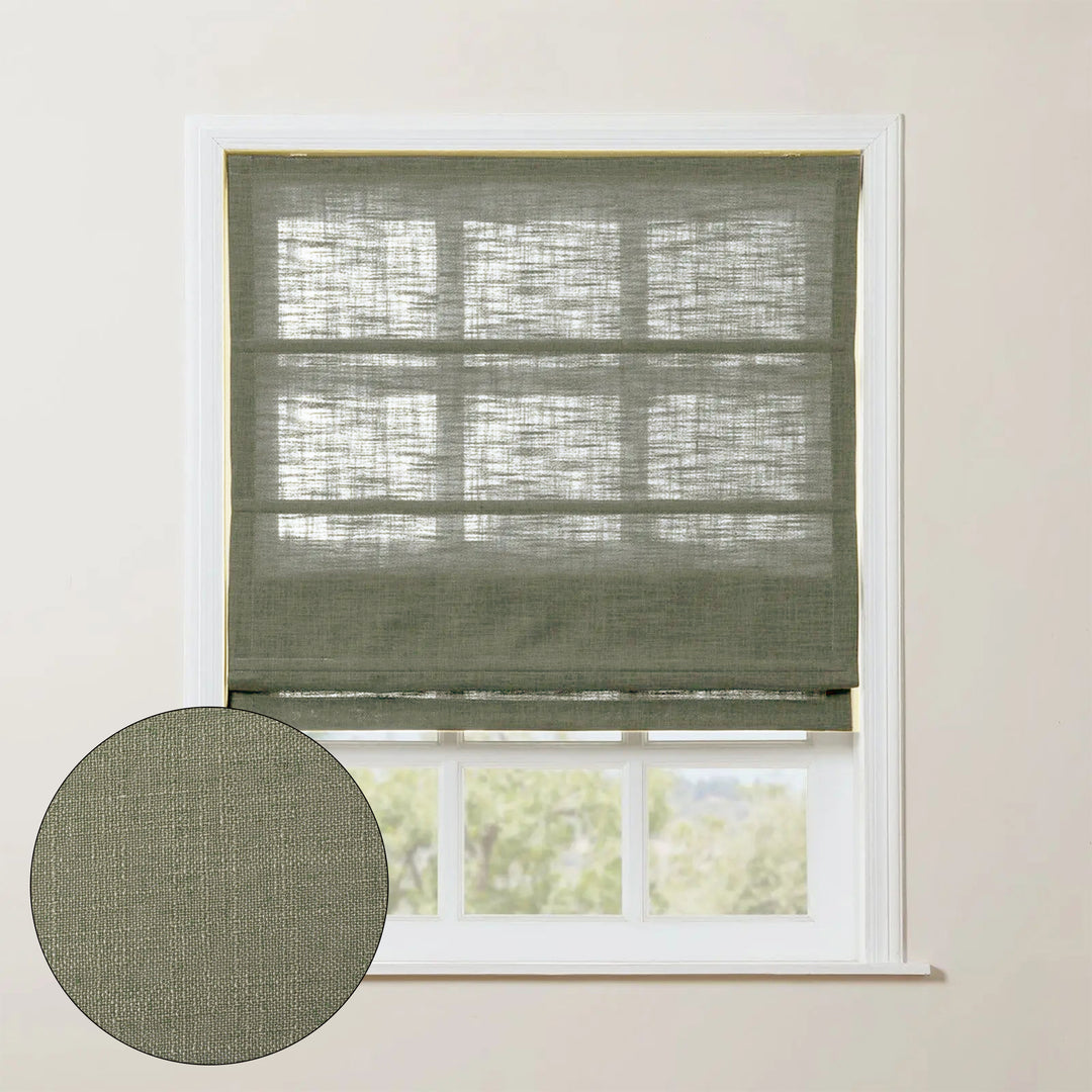 SmartView Linen Blend Roman Shade Cordless - Wooden Headrail