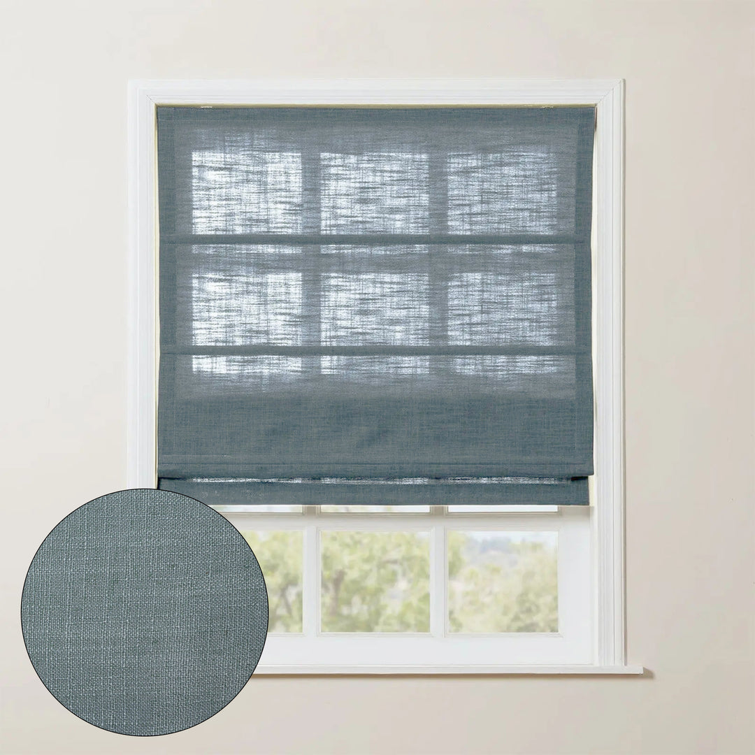 SmartView Linen Blend Roman Shade Cordless - Wooden Headrail