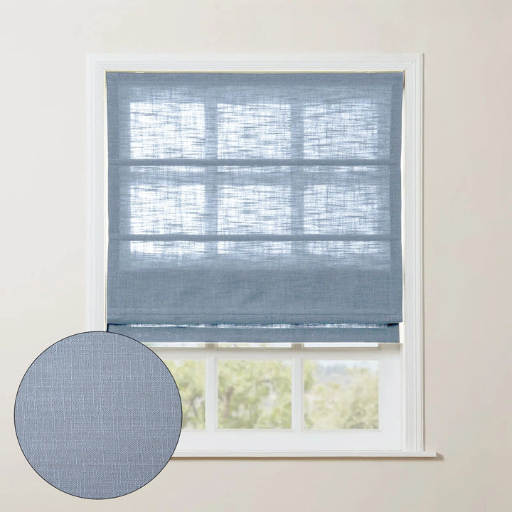 SmartView Linen Blend Roman Shade Cordless - Wooden Headrail