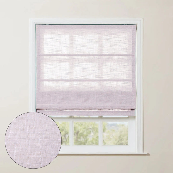 SmartView Linen Blend Roman Shade Cordless - Wooden Headrail