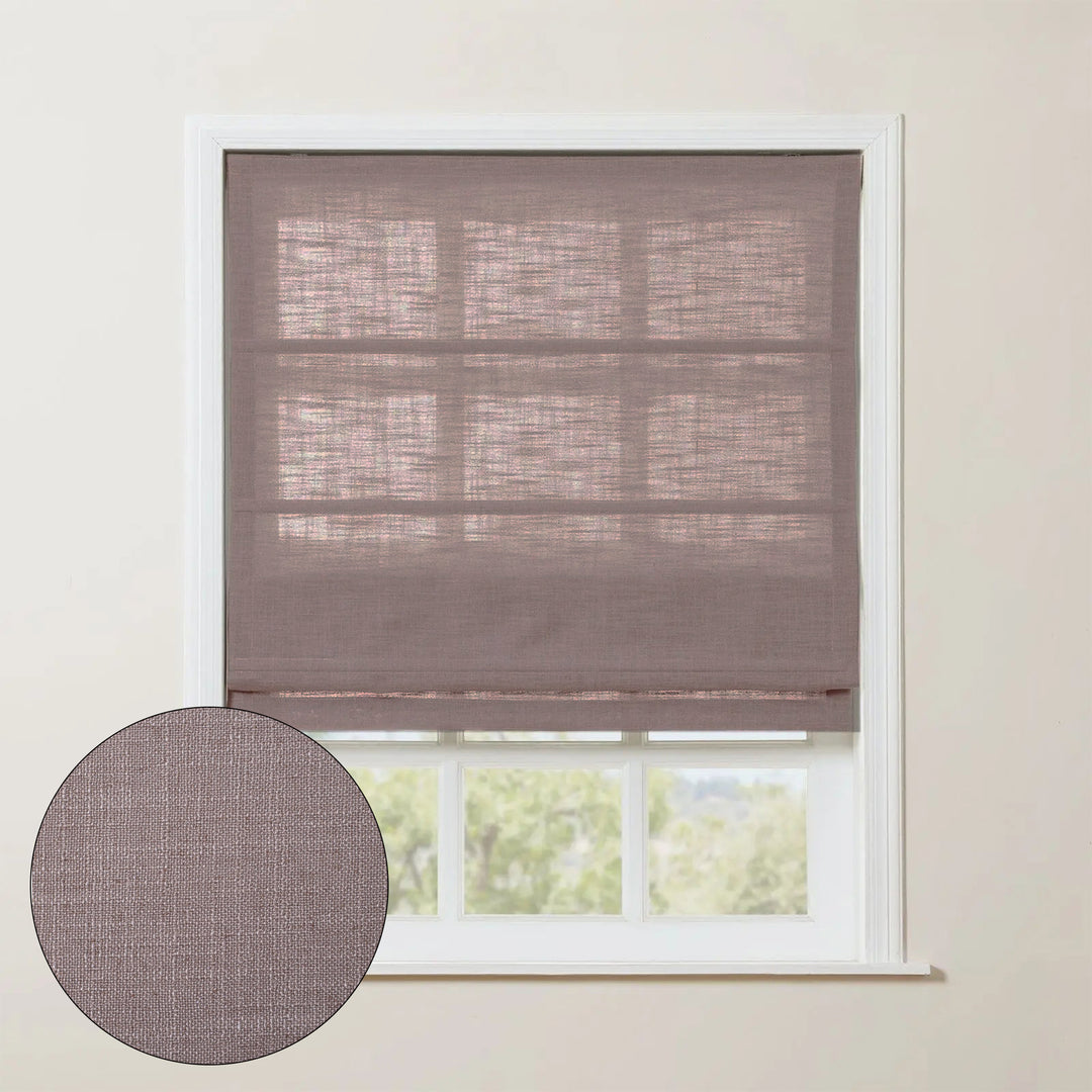 SmartView Linen Blend Roman Shade Cordless - Wooden Headrail