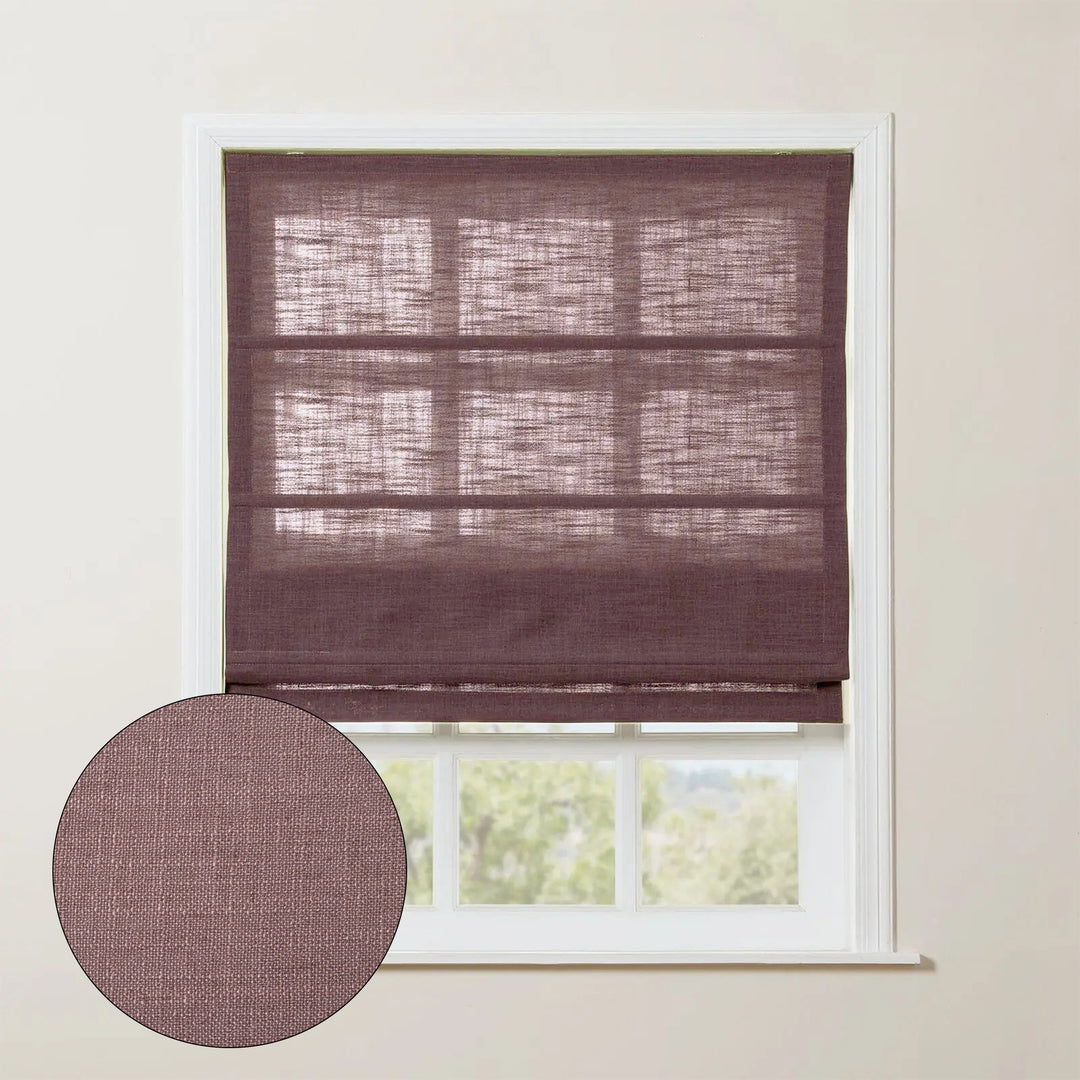 SmartView Linen Blend Roman Shade Cordless - Wooden Headrail