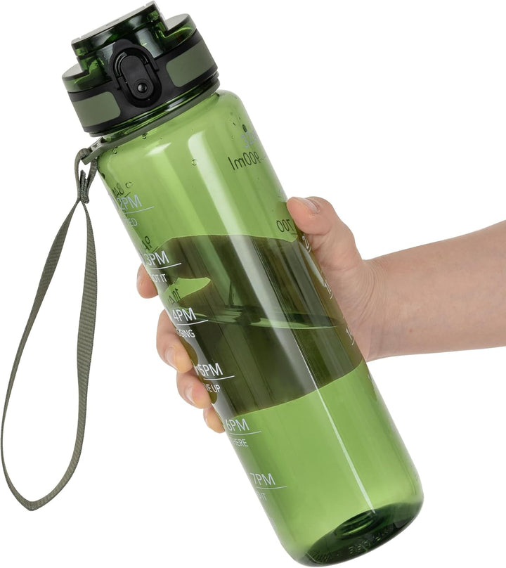 OLDLEY Water Bottle, 32oz Motivational Sports Water Bottle with Time Marker