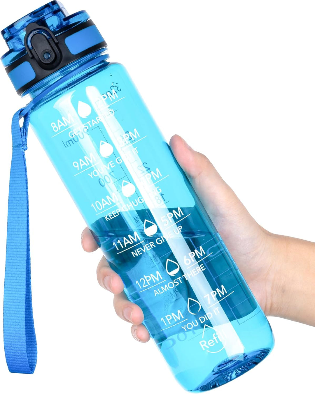 OLDLEY Water Bottle, 32oz Motivational Sports Water Bottle with Time Marker