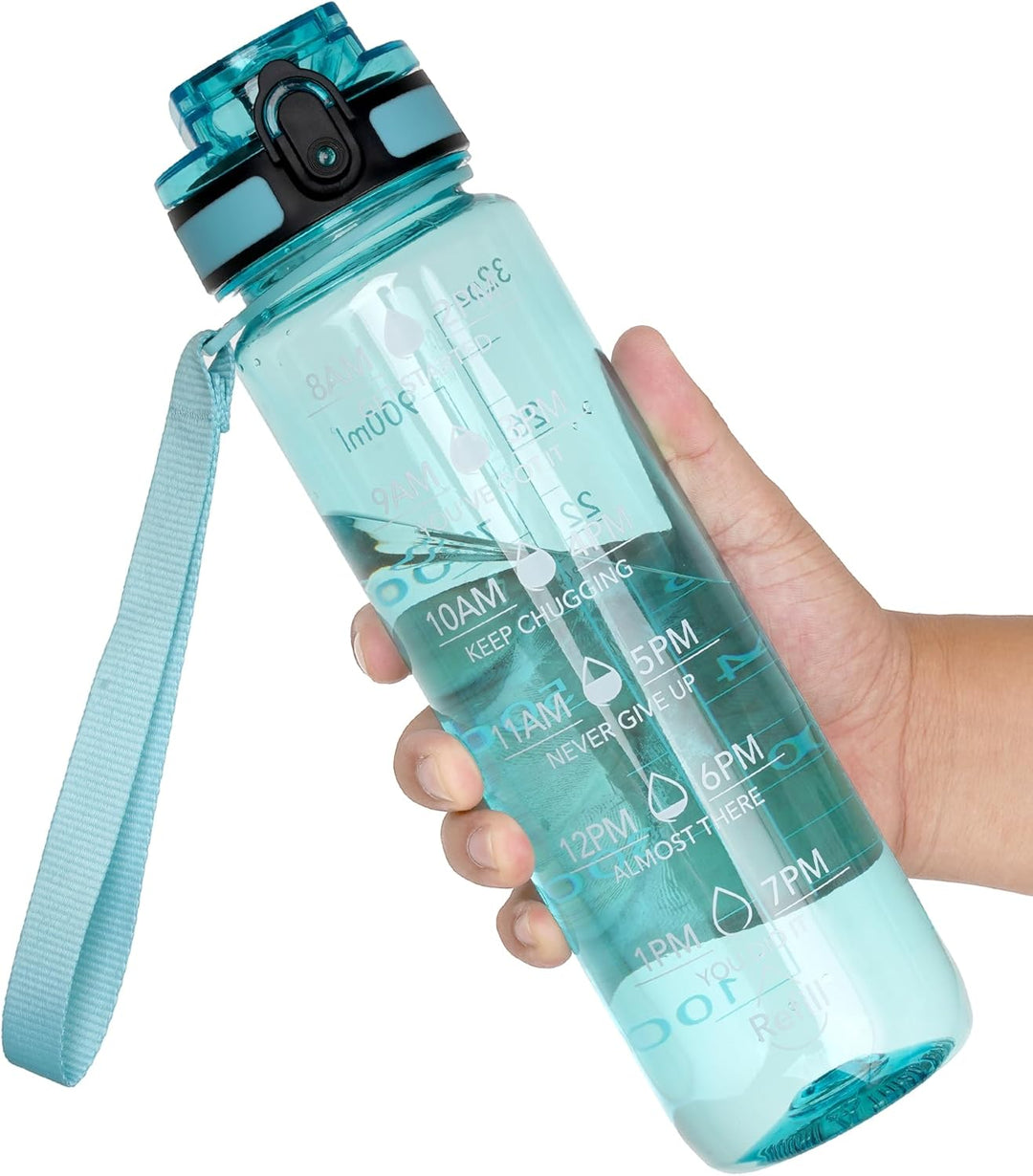 OLDLEY Water Bottle, 32oz Motivational Sports Water Bottle with Time Marker