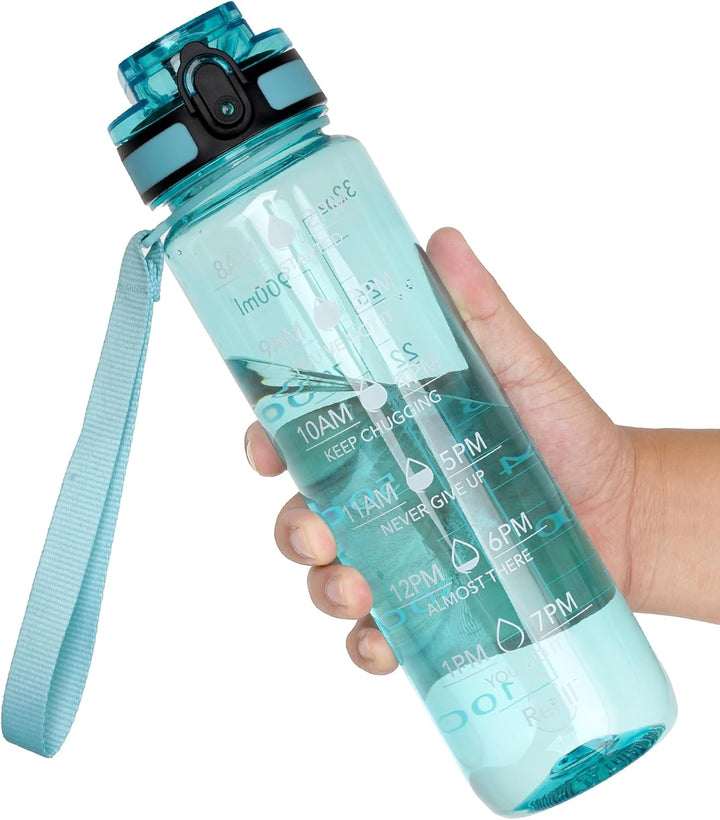 OLDLEY Water Bottle, 32oz Motivational Sports Water Bottle with Time Marker