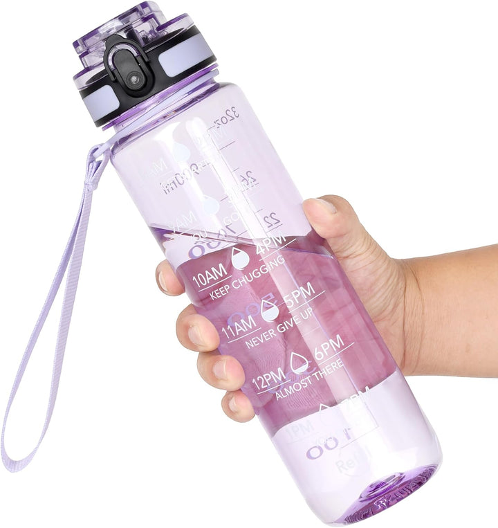 OLDLEY Water Bottle, 32oz Motivational Sports Water Bottle with Time Marker