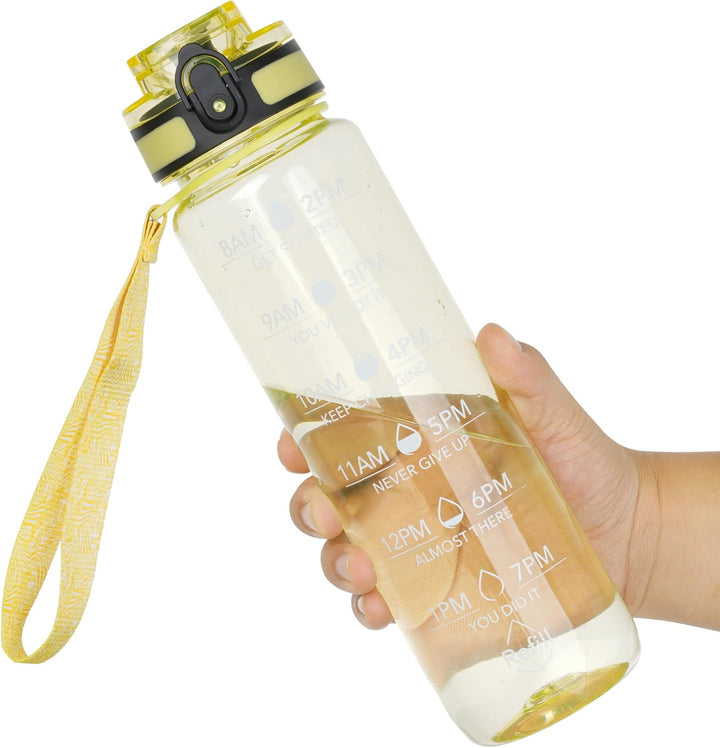 OLDLEY Water Bottle, 32oz Motivational Sports Water Bottle with Time Marker
