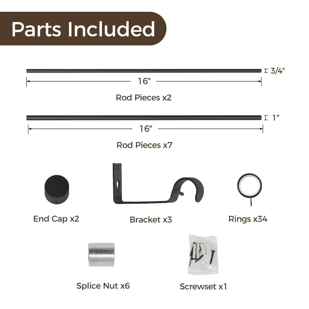 Smartview Adjustable Curtain Rod with Rings