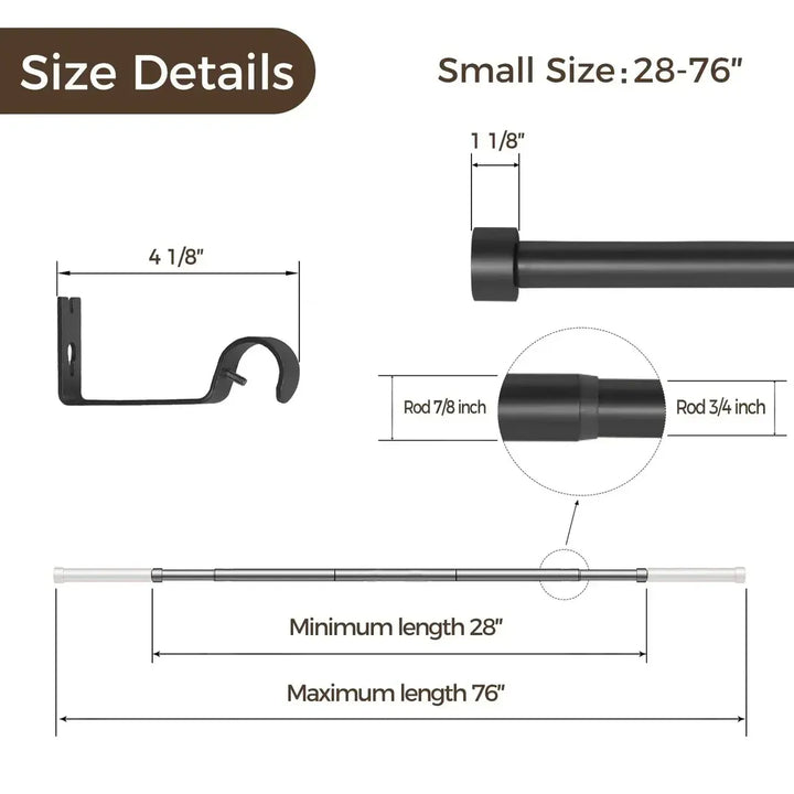Smartview Adjustable Curtain Rod with Rings
