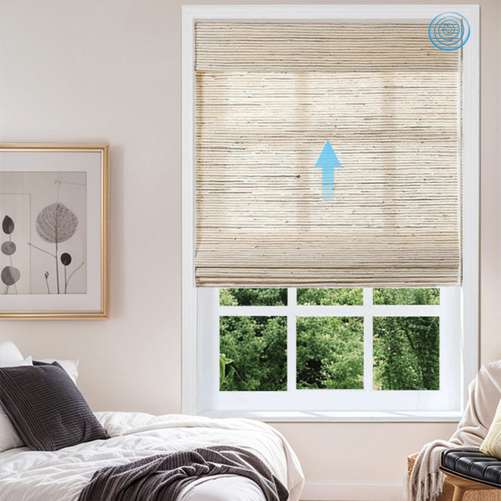SmartView Motorized Natural Ramie Bamboo Woven Shade - Beige Brown
