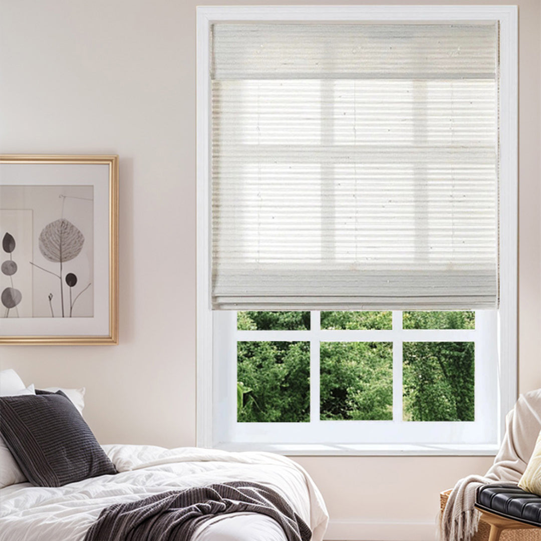 SmartView Cordless Natural Paper Bamboo Woven Shade - Marble White