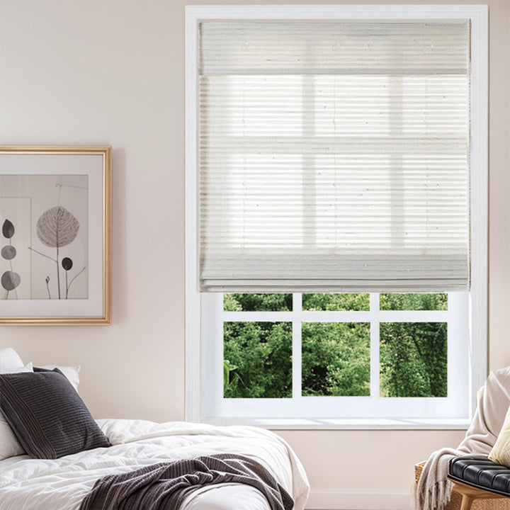 SmartView Cordless Natural Paper Bamboo Woven Shade - Marble White