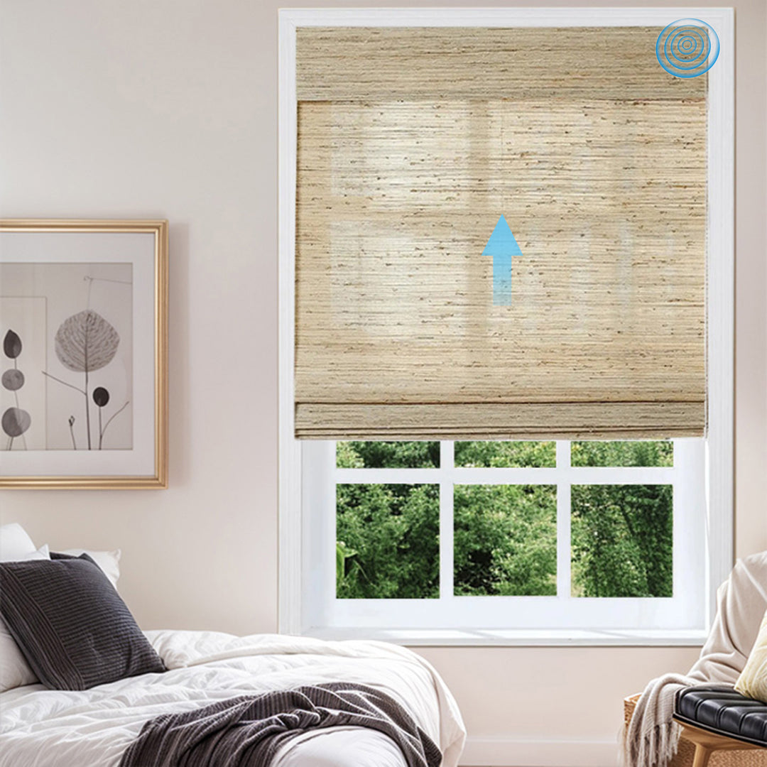 SmartView Motorized Natural Ramie Bamboo Woven Shade - Beige