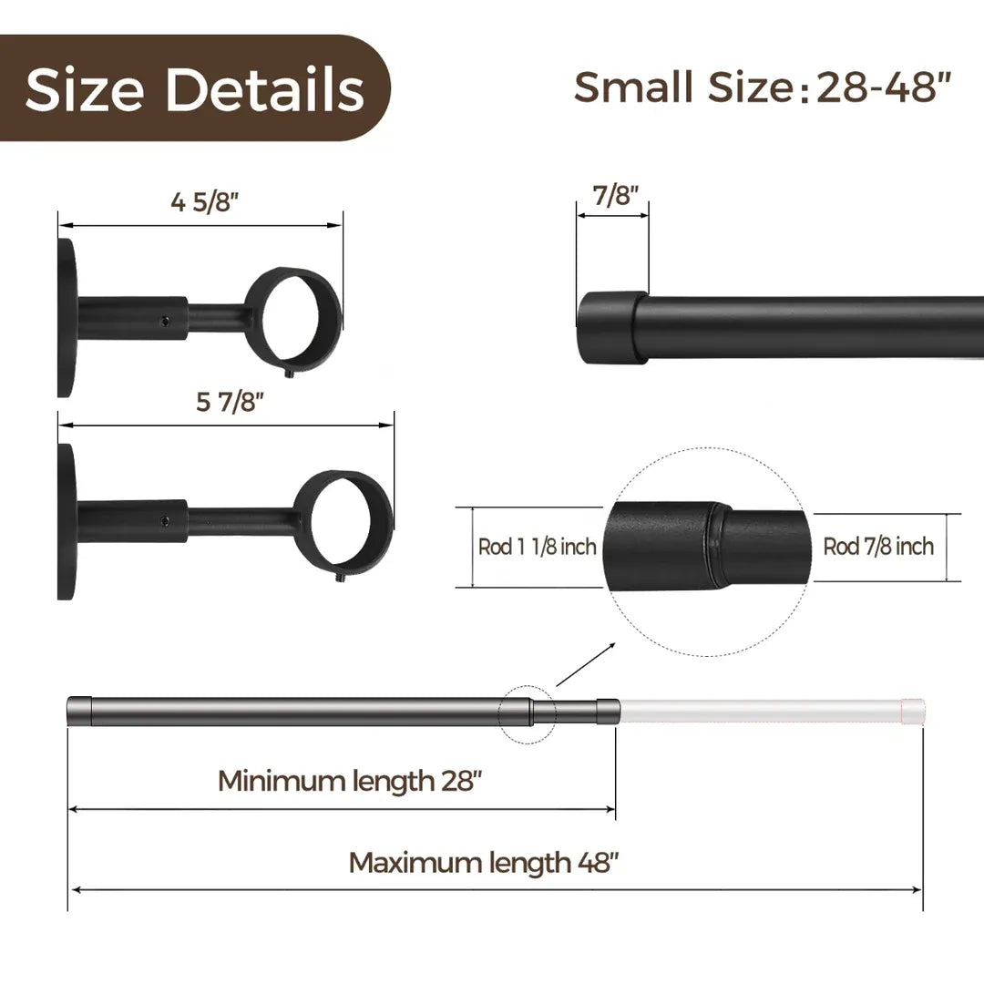 Smartview Window Curtain Rod with Wall Brackets