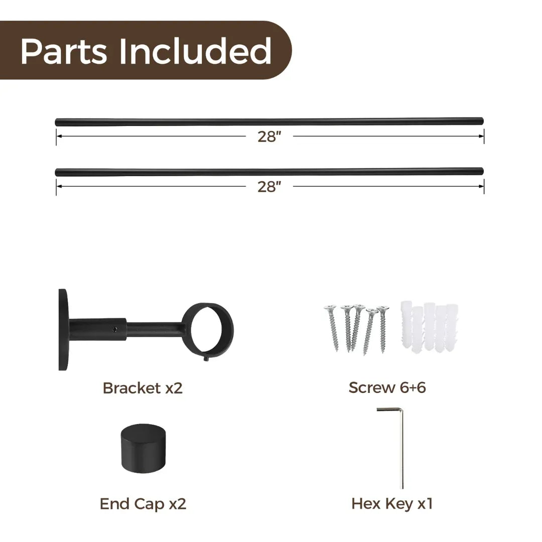 Smartview Window Curtain Rod with Wall Brackets