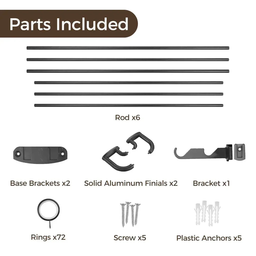 Smartview Adjustable Double Curtain Rod with Rings