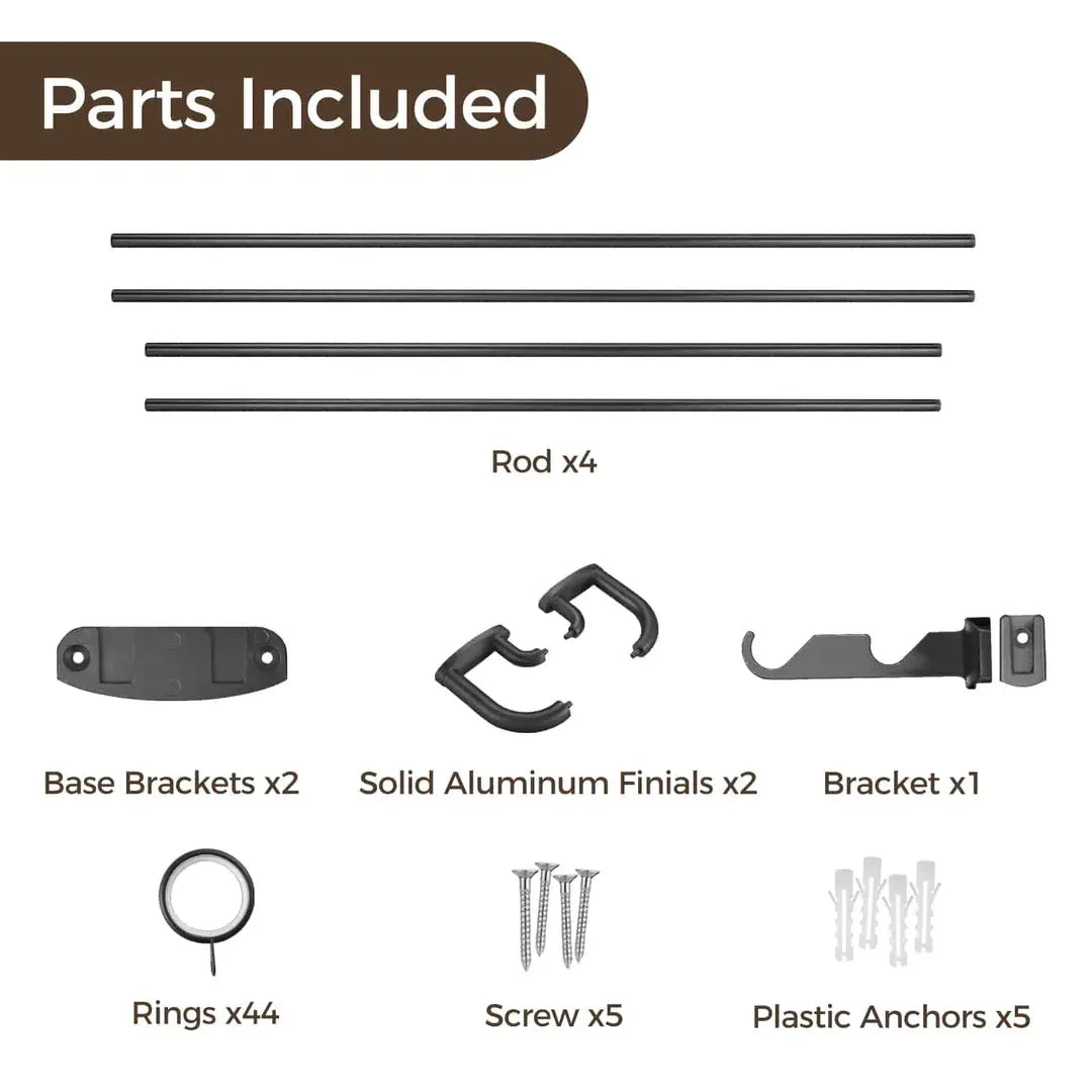 Smartview Adjustable Double Curtain Rod with Rings