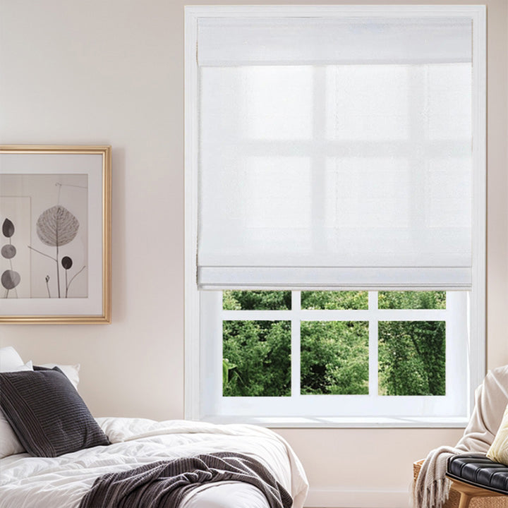 SmartView Cordless Natural Woven Bamboo Shade - Mist White