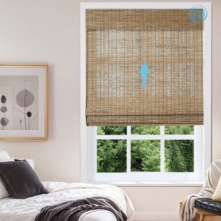SmartView Motorized Natural Jute Bamboo Woven Shade - Cinnamon