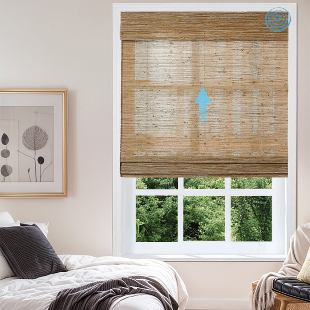 SmartView Motorized Natural Jute Bamboo Woven Shade - Bark