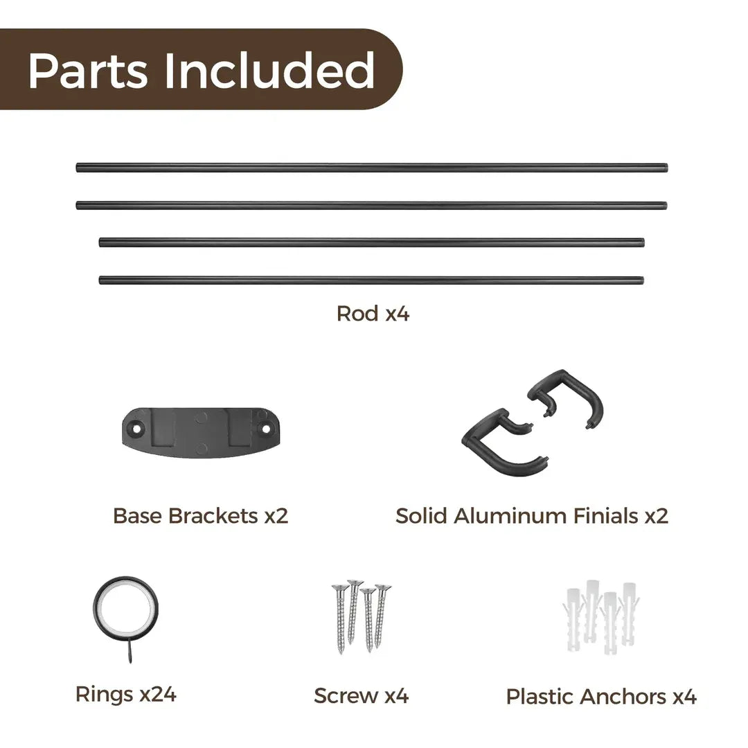 Smartview Adjustable Double Curtain Rod with Rings