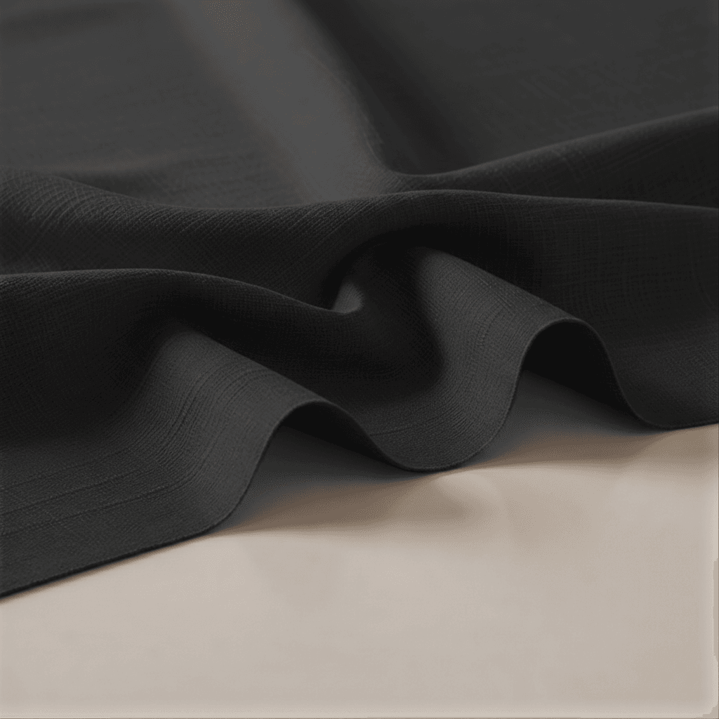 Dark gray fabric draped over a beige surface