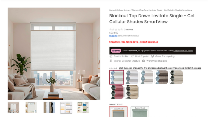 Blackout Top Down Levitate Single - Cell Cellular Shades SmartView