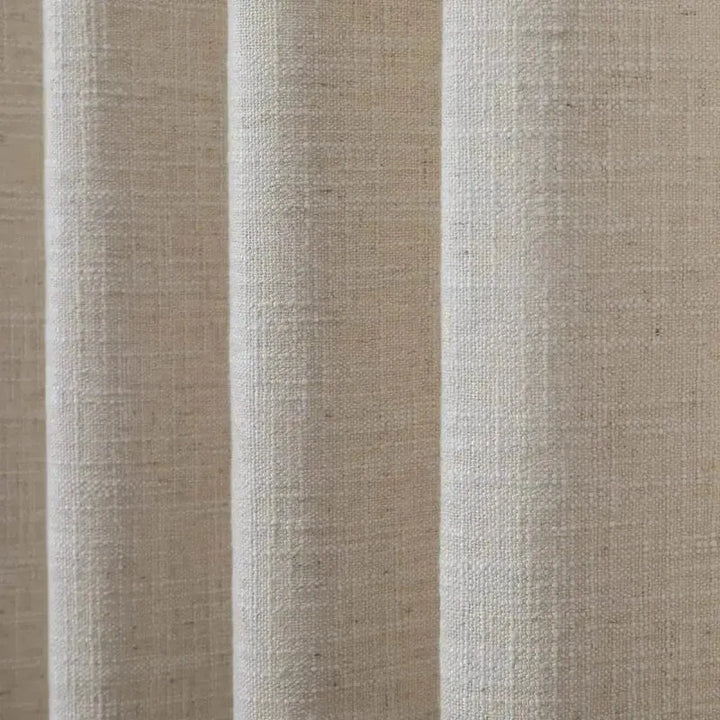 Close-up of beige and gray striped fabric texture