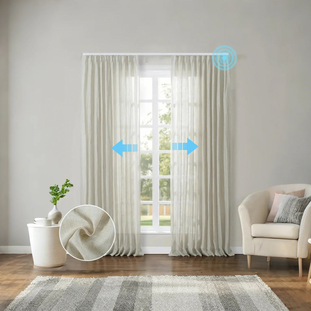 SmartView Motorized Linen Drapery Sheer