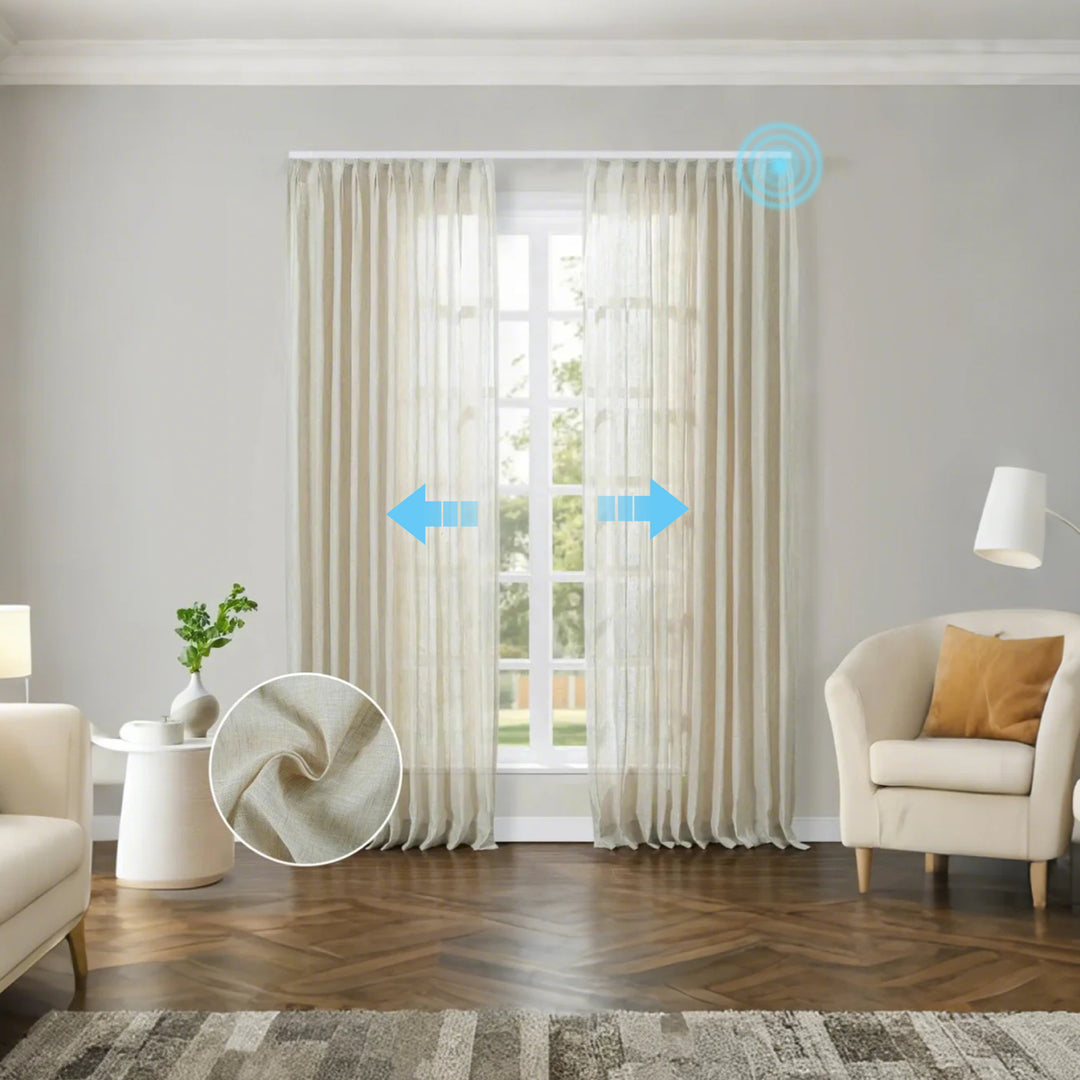 SmartView Motorized Linen Drapery Sheer