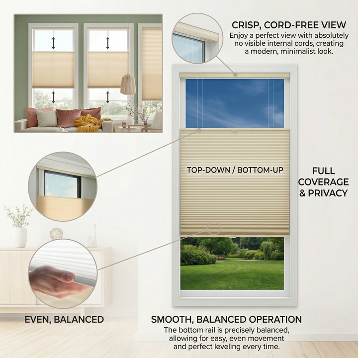 Blackout Top Down Levitate Single - Cell Cellular Shades SmartView