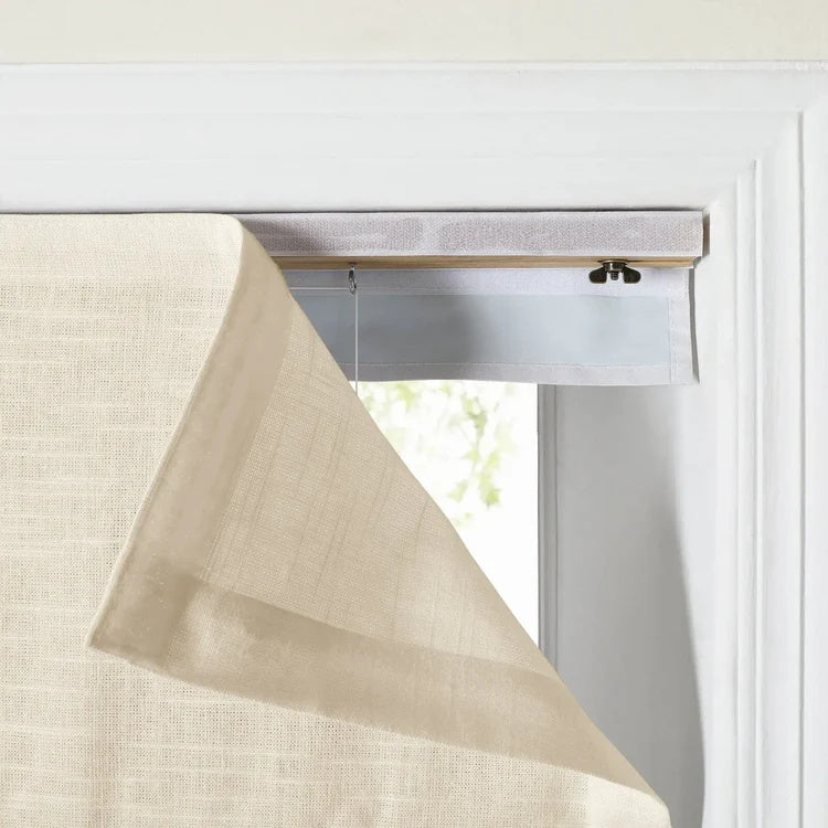SmartView Linen Blend Roman Shade Cordless - Wooden Headrail