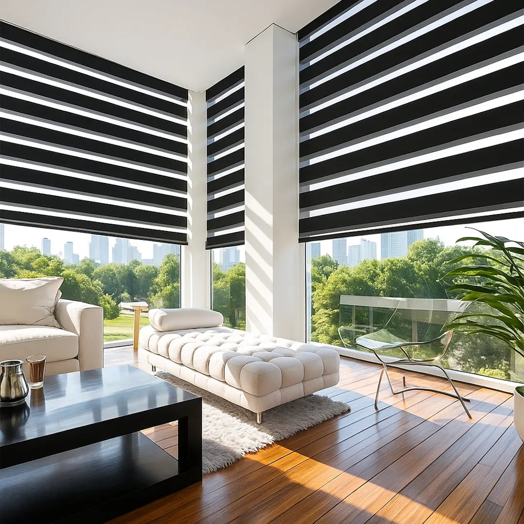 Zebra Shades 85% Blackout 75mm Ingrid SmartView